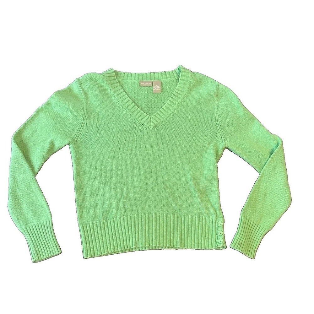 Field Gear Ramie Cotton Lime Green Womens Sweater M Preppy Minimalist Layering